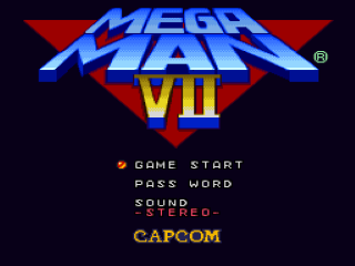 Mega Man 7 title screen for Super Nintendo